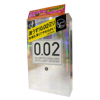 【OKAMOTO CONDOMS 0.02 EX】 オカモト コンドームズ ゼロゼロツー うすさ均一0.02EX　Lサイズ　6個入り 商品説明画像1