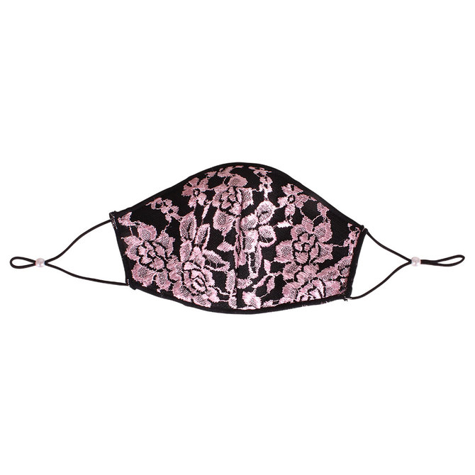 女性用　薔薇刺繍レースメッシュマスク　ピンク（Ｘ０１５０ＰＩ） 商品説明画像3