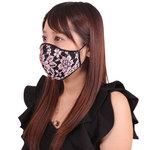 女性用　薔薇刺繍レースメッシュマスク　ピンク（Ｘ０１５０ＰＩ）