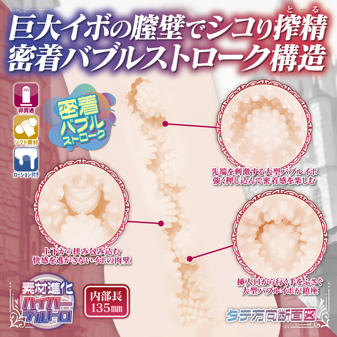 デルトロストーリー 密着バブルストローク【巨大イボ × 密着バブル構造でシコリ搾性 ハイパーデルトロ超柔軟素材】 商品説明画像2