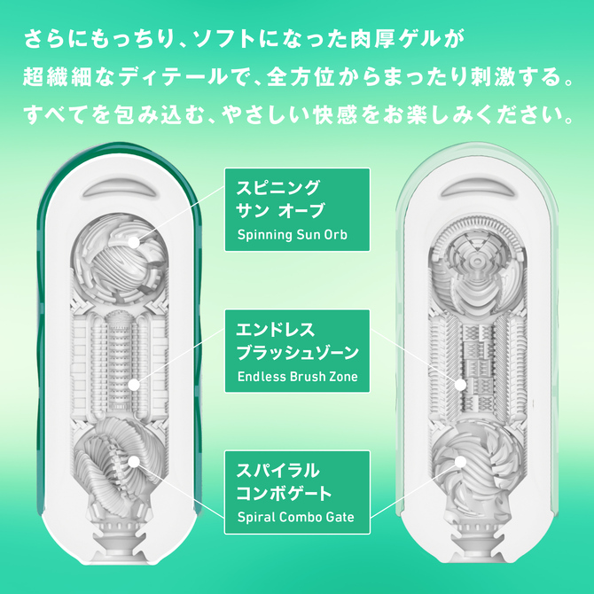 【数量限定】TENGA FLIP360 AURORA GREEN LIMITED SOFT EDITION	テンガ フリップサンロクマルオーロラグリーンリミテッドソフト エディション	TFT-002S 商品説明画像8