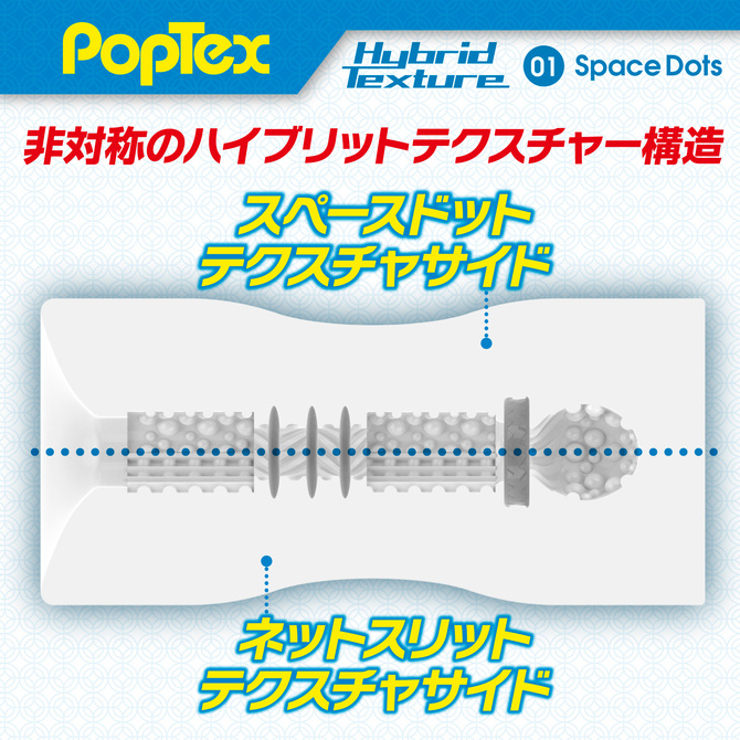 POPTEX Hybrid Texture01 Space Dots ハイブリットテクスチャー スペースドッツ【非対称のハイブリットテクスチャー構造 オトコをアゲルとびっきりの刺激！ 高機能ハンドホール】 商品説明画像6
