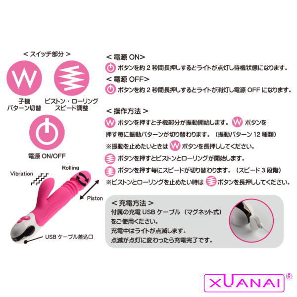 XUANAI（シェンアイ） 8119 ローリングピストンバイブ 商品説明画像7