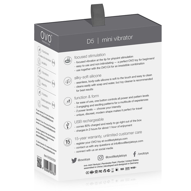 OVO D5 ブラック(リチャージブル) ミニローター　OVO-136 商品説明画像2